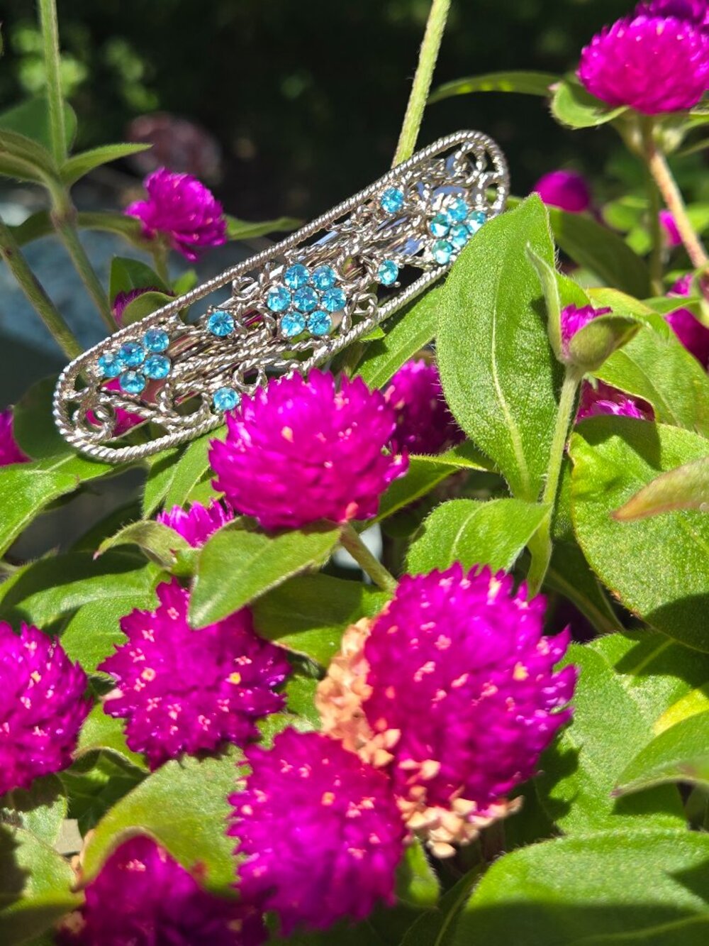 Blue Rhinestone hair clip